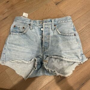 Levi's Light Blue Distressed Denim Shorts